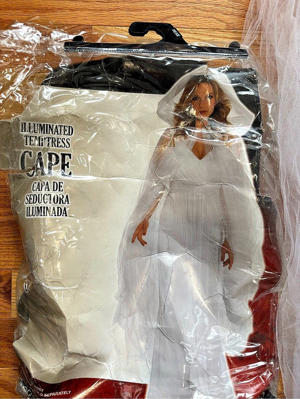 Illuminated Temptress White Hooded Cape Adult Halloween Costume Ghost Bride